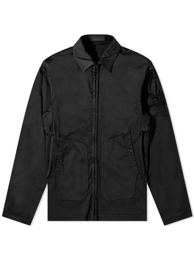 Men's Ghost Piece Satin Zip-up Jacket Black - STONE ISLAND - BALAAN 1