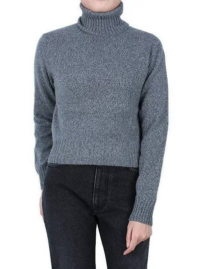 Embroidered Logo Cashmere Wool Turtleneck Grey - AMI - BALAAN 2