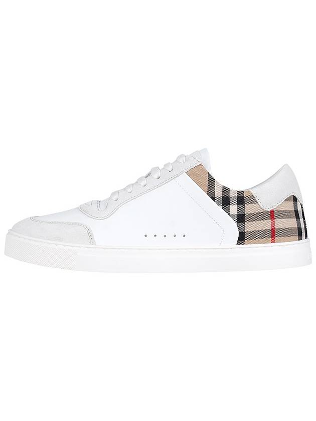 Check Leather Suede Sneakers Natural White Archive Beige - BURBERRY - BALAAN 4