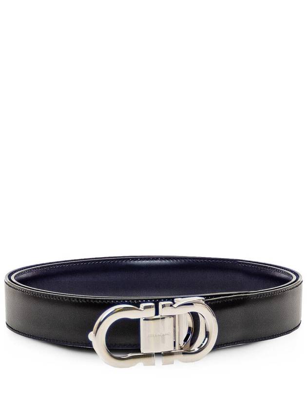 Gancini Reversible Leather Belt Midnight Blue - SALVATORE FERRAGAMO - BALAAN 3