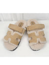 Chypre Suede Goatskin Wool Sandals Beige - HERMES - BALAAN 2