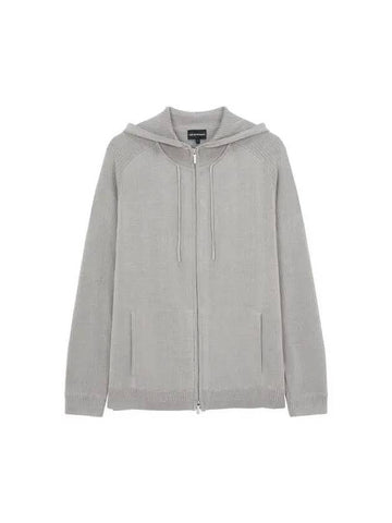 Men s Knitted Raglan Hood Zip up Gray 270168 - EMPORIO ARMANI - BALAAN 1