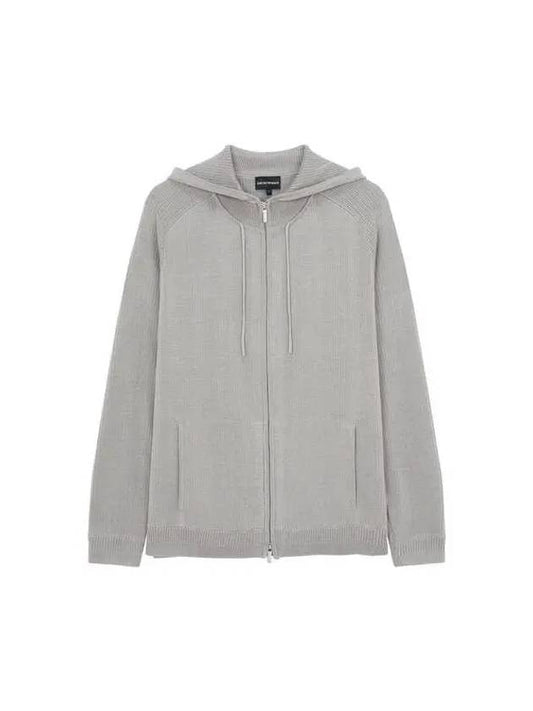 Men s Knitted Raglan Hood Zip up Gray 270168 - EMPORIO ARMANI - BALAAN 1