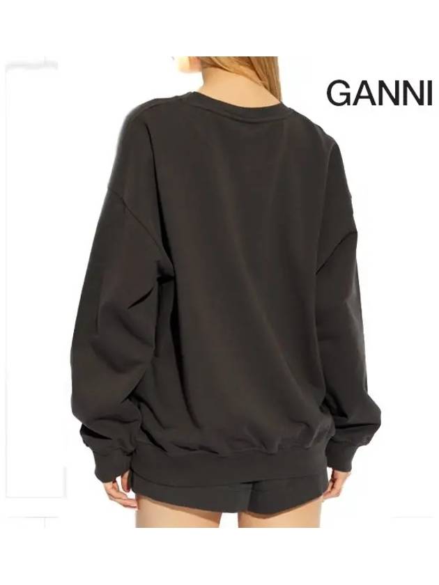 Isoli Oversized Cotton Sweatshirt Black - GANNI - BALAAN 8