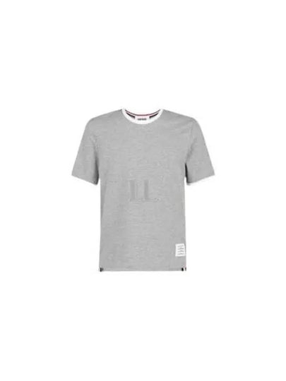 Men's Contrast Trim Short Sleeve T-Shirt  Light Grey - THOM BROWNE - BALAAN 2