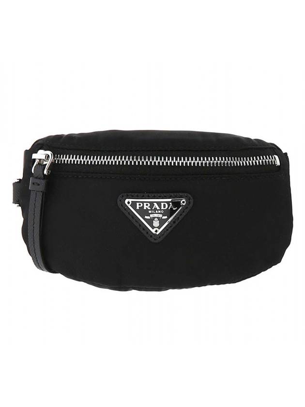 triangle logo re-nylon strap mini pouch black - PRADA - BALAAN 1