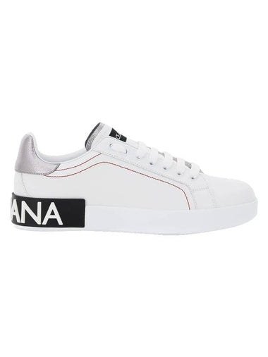 Portofino Silver Tab Low Top Sneakers White - DOLCE&GABBANA - BALAAN 1