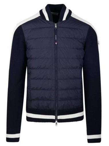 Padded Cotton Zip Up Cardigan Night Blue - MONCLER - BALAAN 1