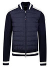 Padded Cotton Zip Up Cardigan Night Blue - MONCLER - BALAAN 1