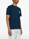 Logo Print Cotton Short Sleeve T-Shirt Navy - MSGM - BALAAN 4