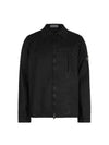 Organic Cotton Shirt Zip Up Jacket Black - STONE ISLAND - BALAAN 2