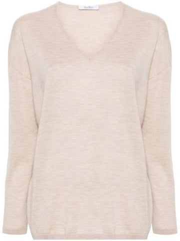 Precia V neck cashmere knit top beige - MAX MARA - BALAAN 1