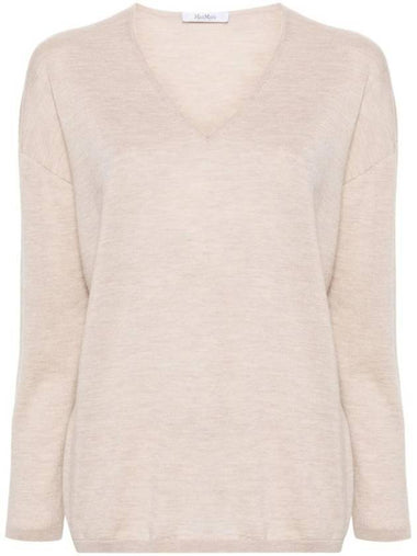 Precia V neck cashmere knit top beige - MAX MARA - BALAAN 1