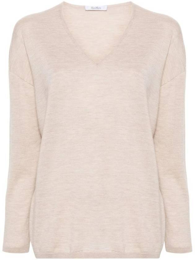 Precia V neck cashmere knit top beige - MAX MARA - BALAAN 1