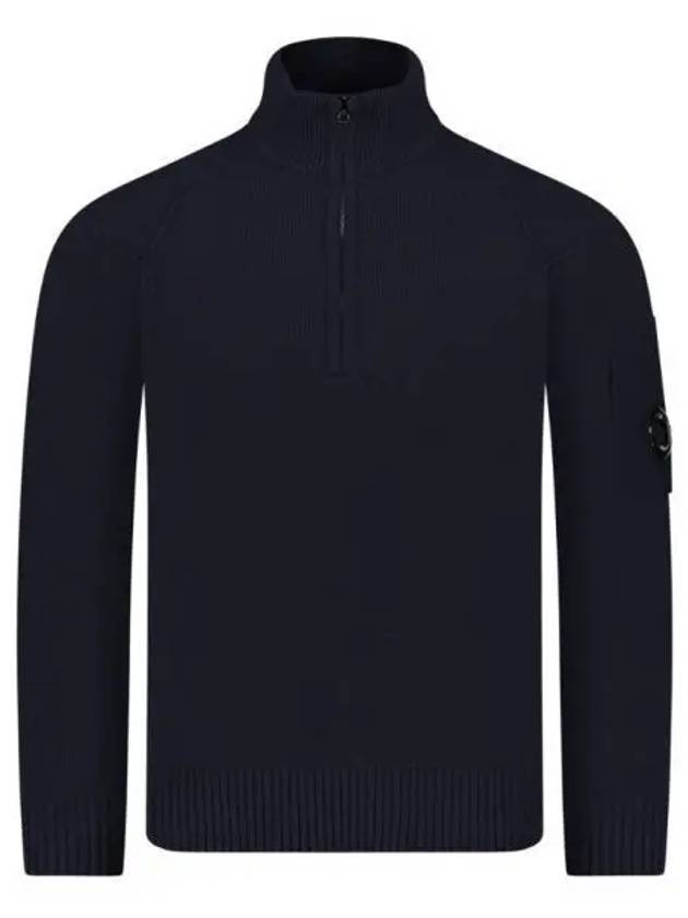 Lambswool GRS Half Zip-Up Knit Top Navy - CP COMPANY - BALAAN 2