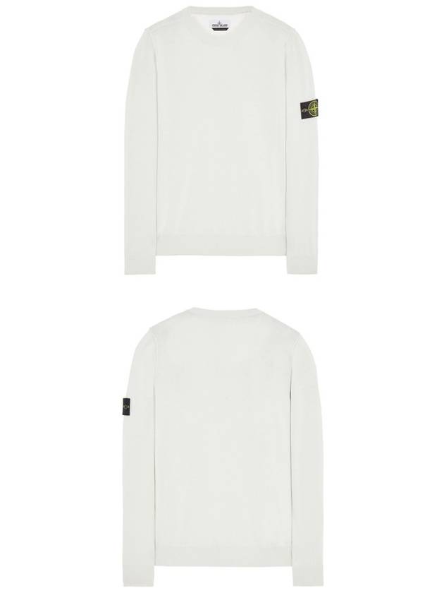 Wappen Patch Crew Neck Soft Cotton Knit Top White - STONE ISLAND - BALAAN 5