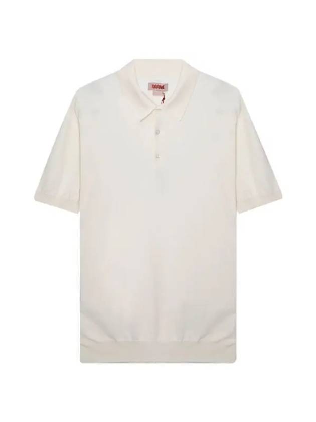 Knit Short Sleeve Polo Shirt White - BARACUTA - BALAAN 1