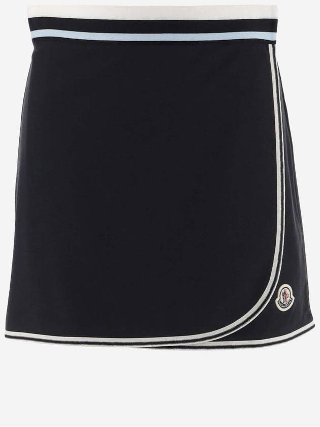 Logo Patch Wrap A-Line Skirt Night Blue - MONCLER - BALAAN 2