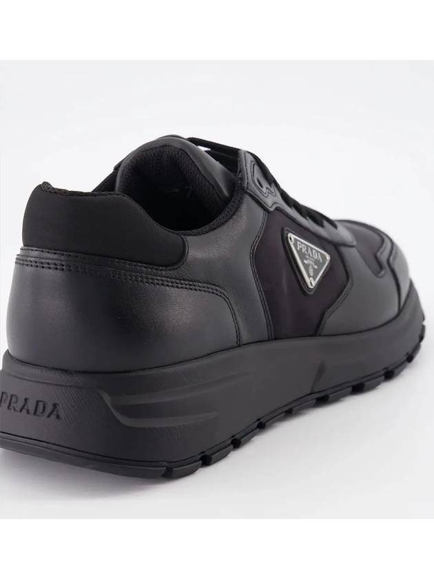 Leather Re-Nylon High Top Sneakers Black - PRADA - BALAAN 4