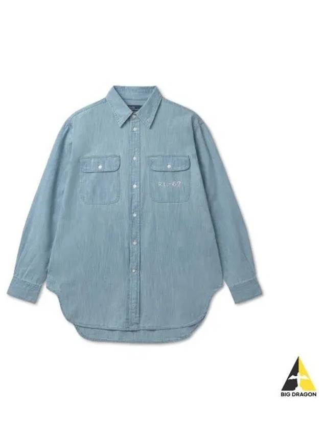 W embroidered button front shirt chambray - POLO RALPH LAUREN - BALAAN 1