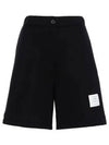 High Waisted Wool Shorts Navy - THOM BROWNE - BALAAN 2