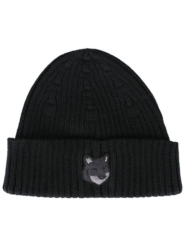 Wool Fox Head Beanie Black - MAISON KITSUNE - BALAAN 3