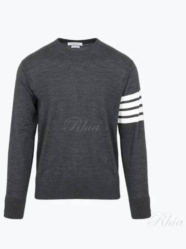 4 Bar Armband Classic Merino Wool Knit Top Dark Grey - THOM BROWNE - BALAAN 2