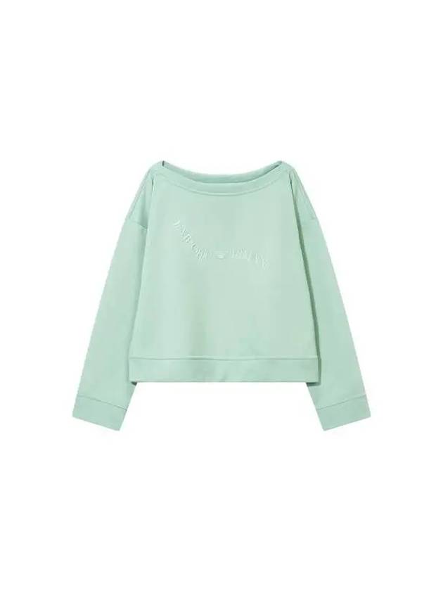 Women s Embroidered Logo Boat Neck Sweatshirt Light Green 270912 - EMPORIO ARMANI - BALAAN 1