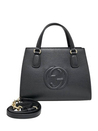 607722 Soho Top Handle Black Leather Small Tote Bag Strap - GUCCI - BALAAN 1