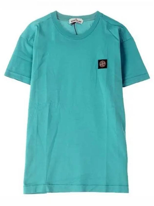 Logo Patch Short Sleeve T-Shirt Blue - STONE ISLAND - BALAAN 2