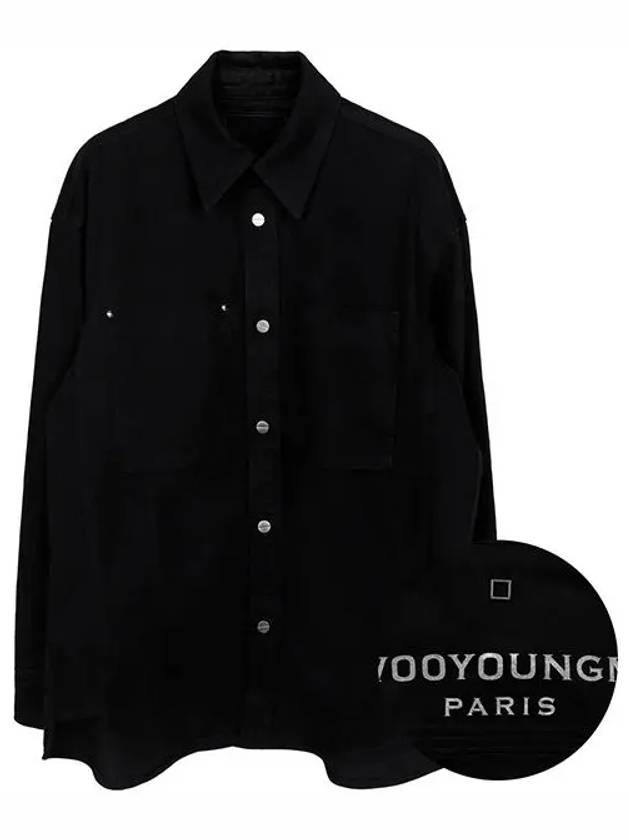 Back Logo Denim Cotton Long Sleeve Shirt Black - WOOYOUNGMI - BALAAN 5