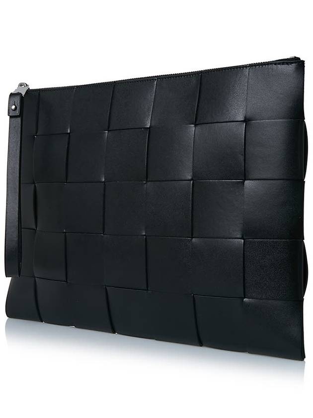 Intrecciato Strap Clutch Bag Black - BOTTEGA VENETA - BALAAN 3