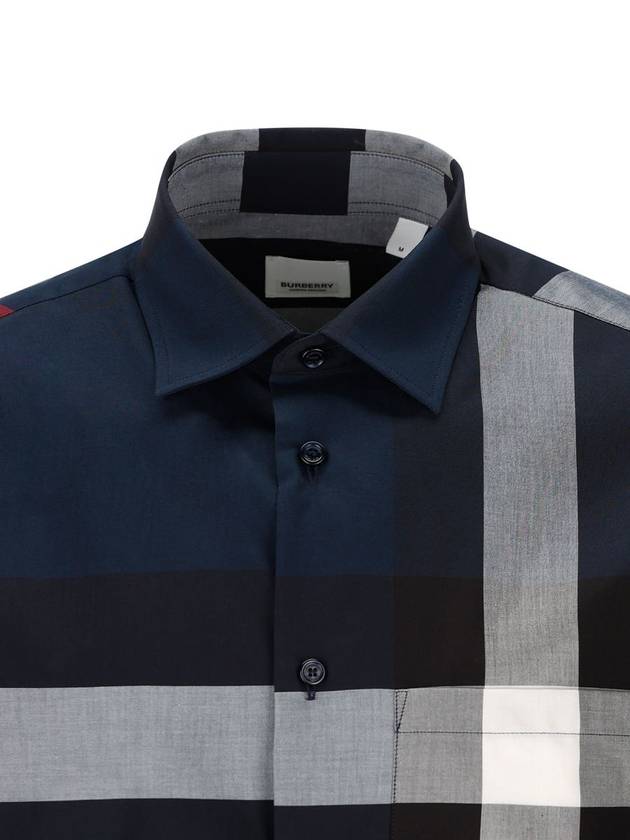 Check Motif Cotton Long Sleeve Shirt Navy - BURBERRY - BALAAN 4