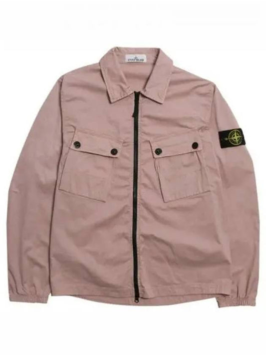 Men's Wappen Patch Two-Pocket Overshirt Zip-Up Jacket Rose Quartz - STONE ISLAND - BALAAN 2