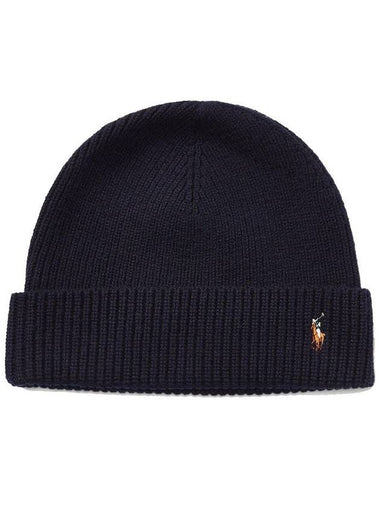 Pony Logo Wool Beanie Hunter Navy - POLO RALPH LAUREN - BALAAN 1