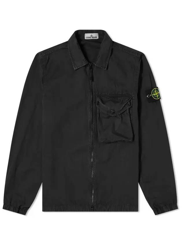 Men's Old Effect Overshirt Zip-Up Jacket Black - STONE ISLAND - BALAAN 1