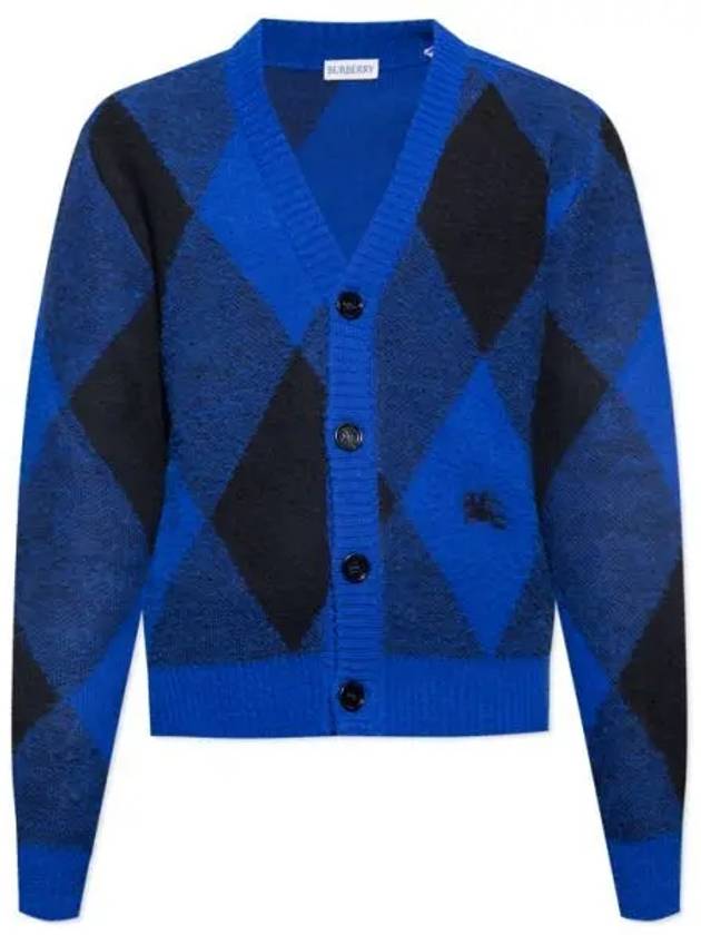 Men's Argyle Wool Cardigan Night - BURBERRY - BALAAN 2