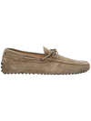 Men's Gommino Suede Driving Shoes Beige - TOD'S - BALAAN 1