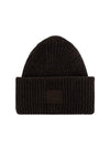 Studios Face Patch Ribbed Wool Beanie Gray Brown Melange - ACNE STUDIOS - BALAAN.