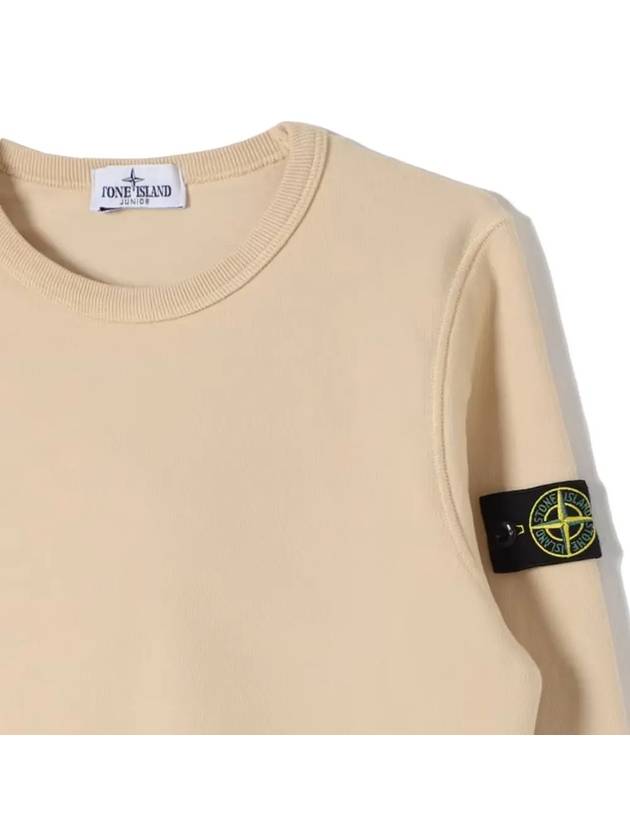 Kids Wappen Patch Organic Cotton Fleece Sweatshirt Beige - STONE ISLAND - BALAAN 5