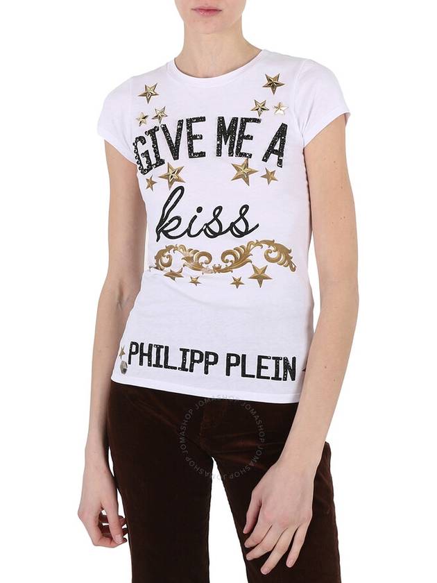 Philipp Plein Ladies Olev White Cotton Jersey T-shirt, Size X-Small - PHILIPP PLEIN - BALAAN 1