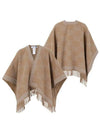 Max Mara all over logo pattern fringed cape - MAX MARA - BALAAN 2