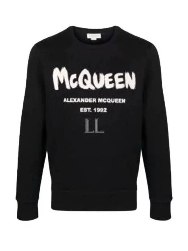 Men's Graffiti Logo Sweatshirt Black - ALEXANDER MCQUEEN - BALAAN 2