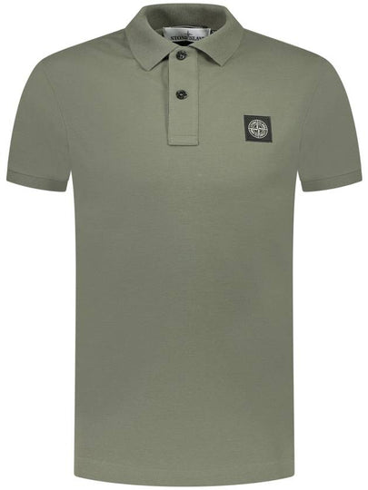 Stretch Cotton Pique Short Sleeve Polo Shirt Dark Green - STONE ISLAND - BALAAN 2