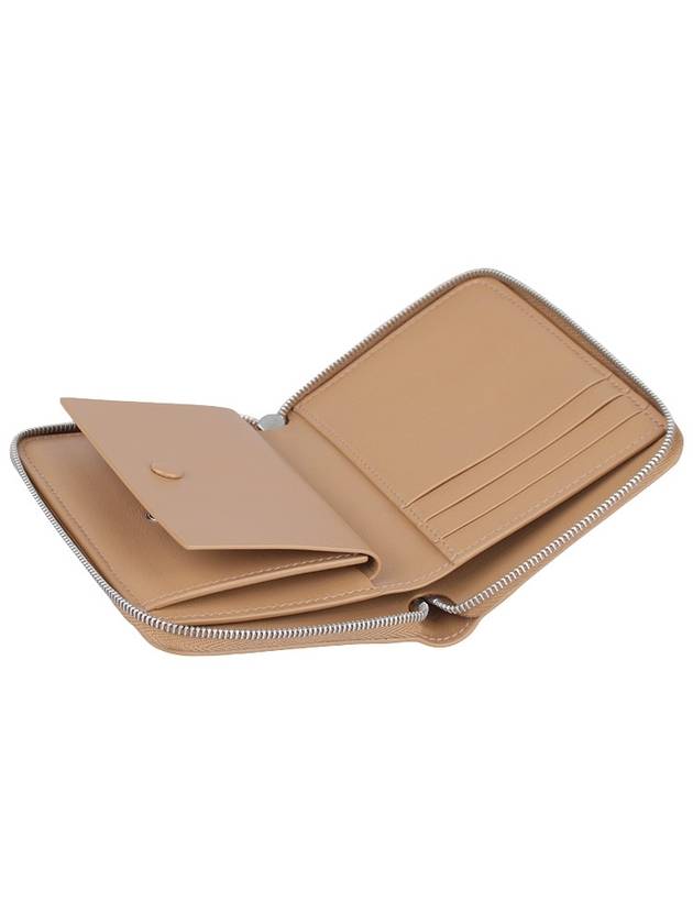 Zip-up Around Leather Card Wallet Beige Brown - JIL SANDER - BALAAN 9