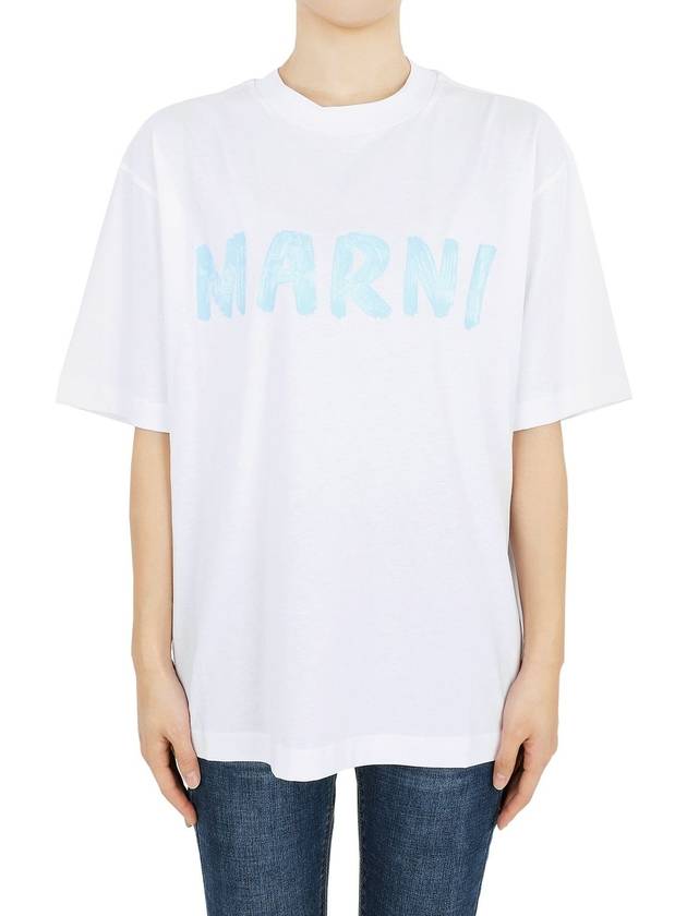 Women s Logo Stamp Cotton Short Sleeve White Blue THJET49 EPHUSCS11 L4W01 - MARNI - BALAAN 1