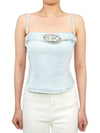 De-Lucy Metal Oval D Logo Denim Sleeveless Light Blue - DIESEL - BALAAN 4