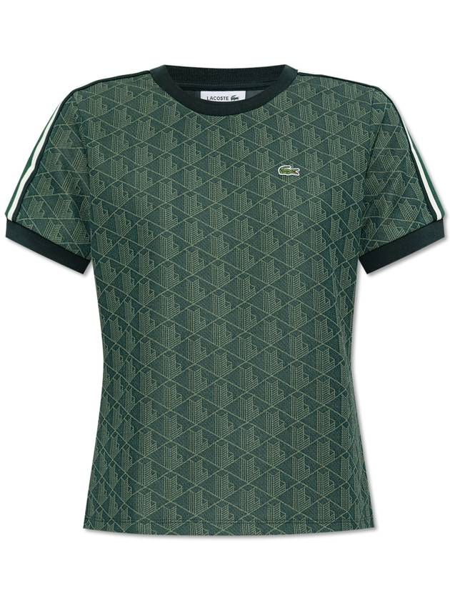 Lacoste T-shirt With Monogram, Women's, Green - LACOSTE - BALAAN 1