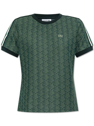 Lacoste T-shirt With Monogram, Women's, Green - LACOSTE - BALAAN 1