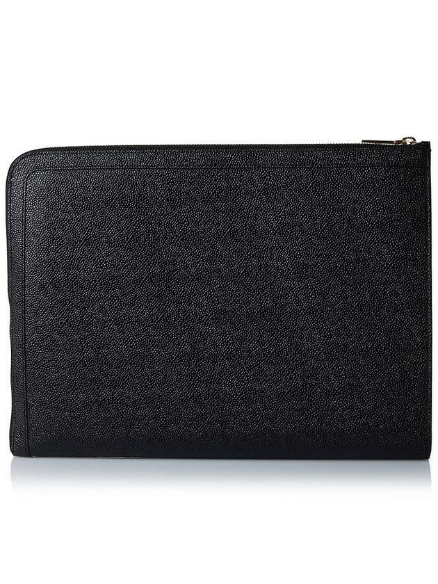 Three Stripes Tab Pebble Document Folio Clutch Bag Black - THOM BROWNE - BALAAN 4